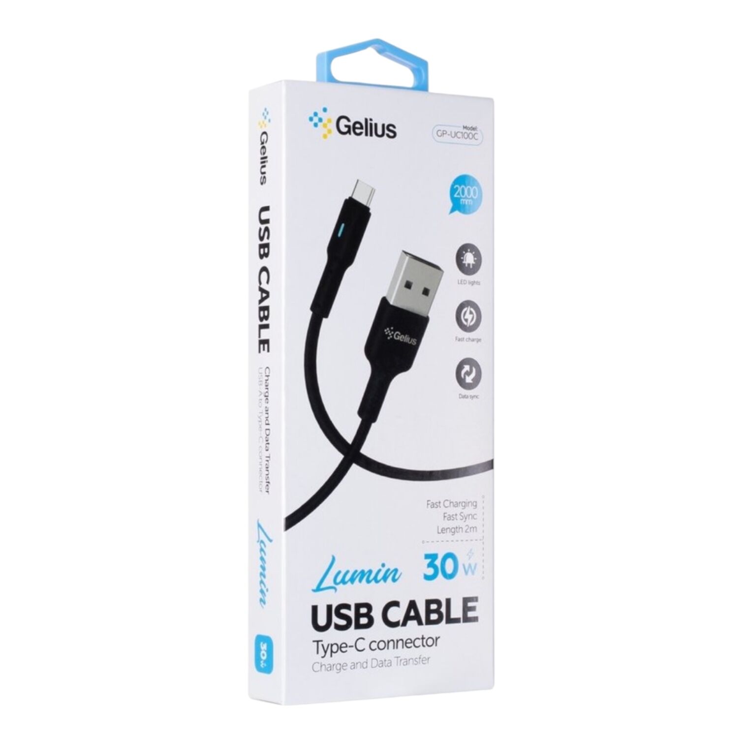 Кабель USB Gelius Lumin Lamp GP-UC100C USB-A to Type-C (2m) (30W)