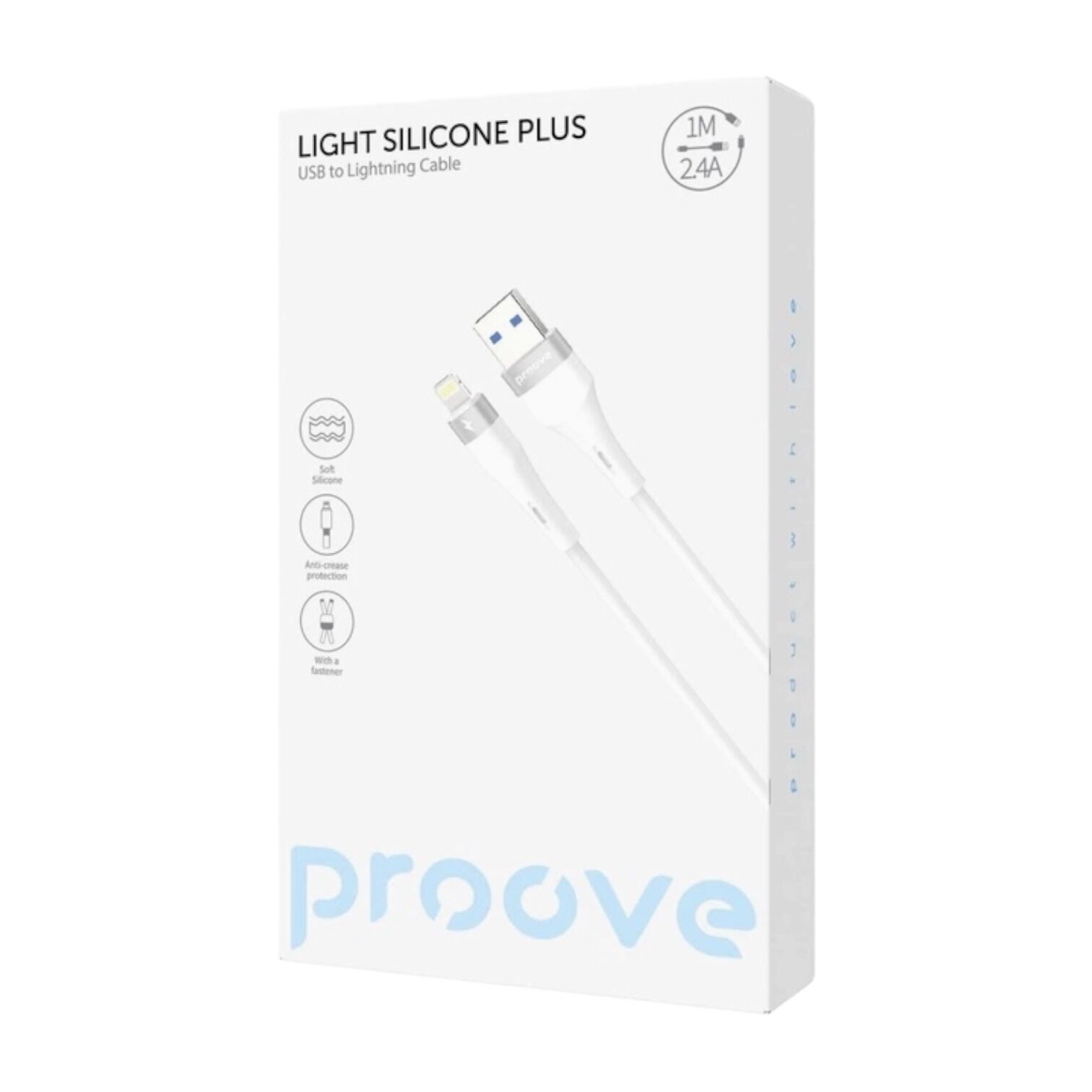 Кабель Proove Jelly Silicone Lightning 2.4A (1m) Білий