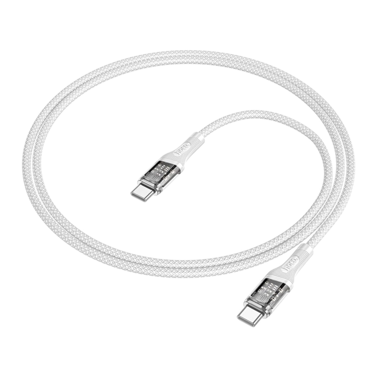 Кабель Hoco U111 Transparent Discovery 60W Type-C to Type-C (1.2m) (gray)