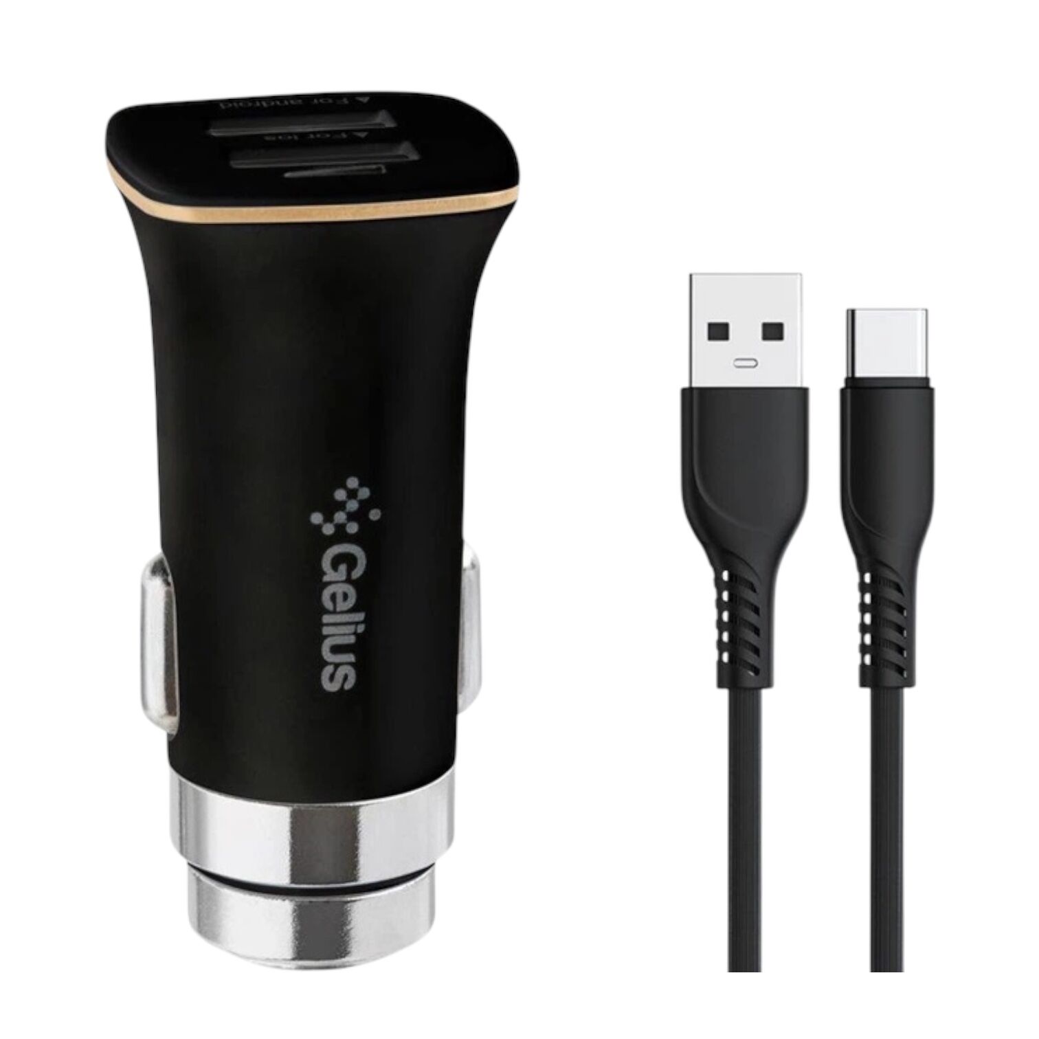 Автомобильное зарядное устройство Gelius GP-CC01 2USB 3.1A 15W + кабель Type-C