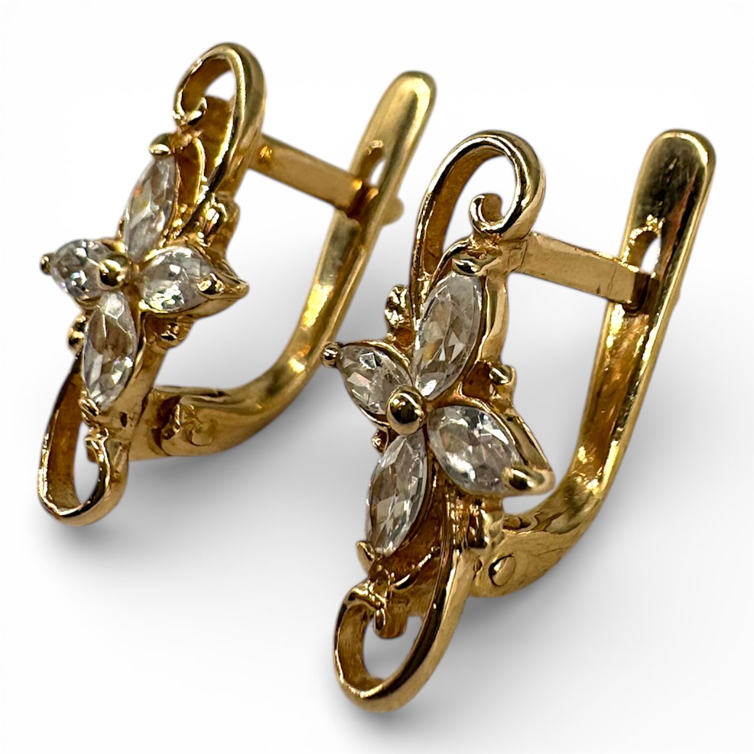 Золоті сережки з цирконами