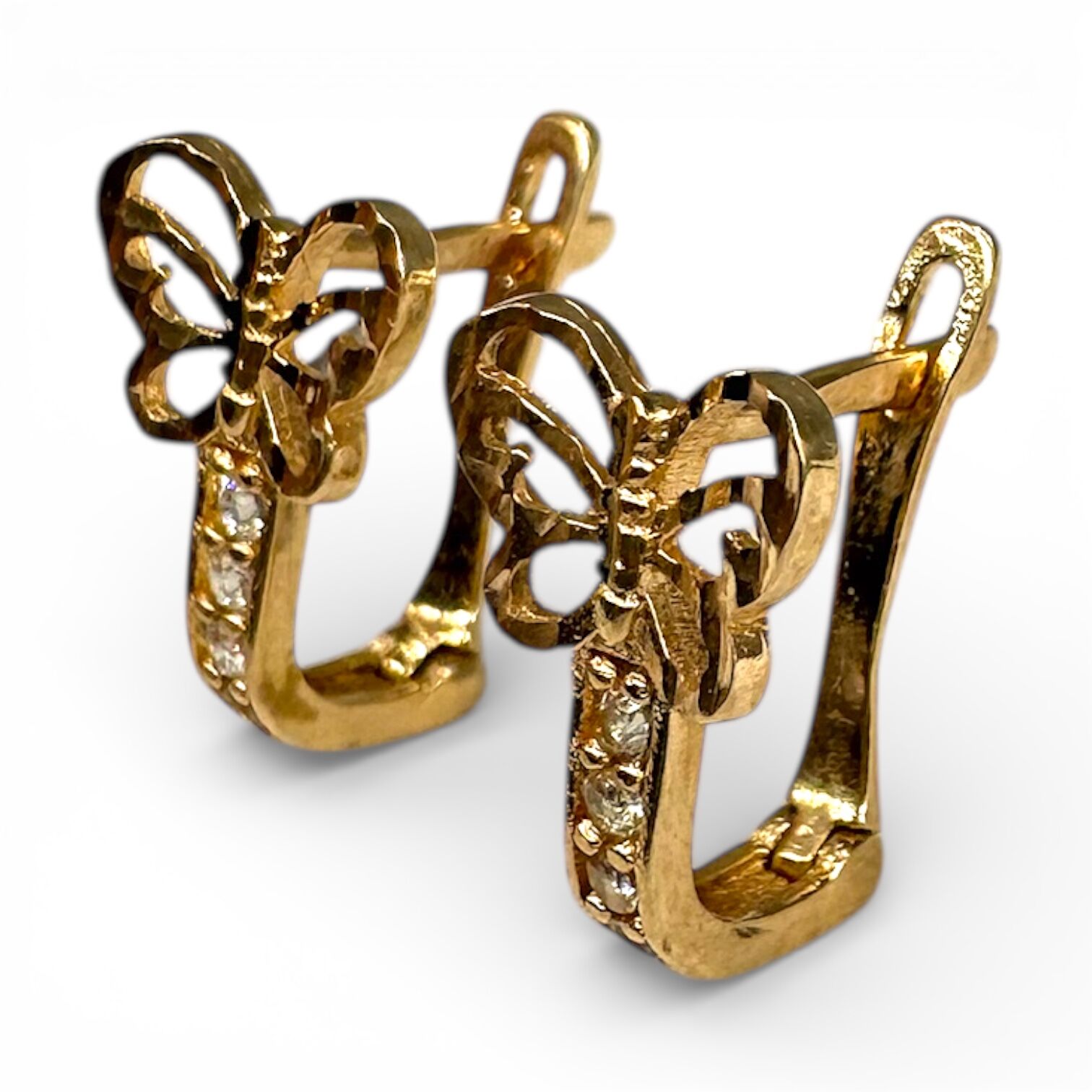 Золотые серьги с цирконами