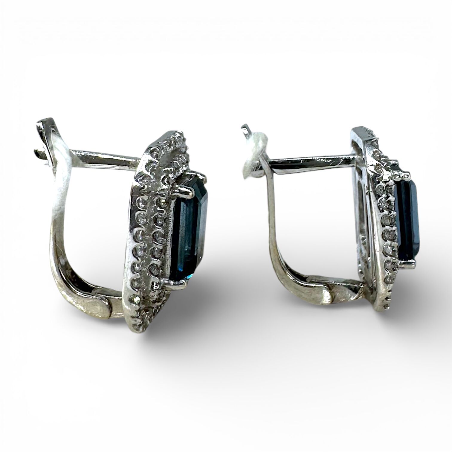 Золоті сережки з кіанітами і фіанітами