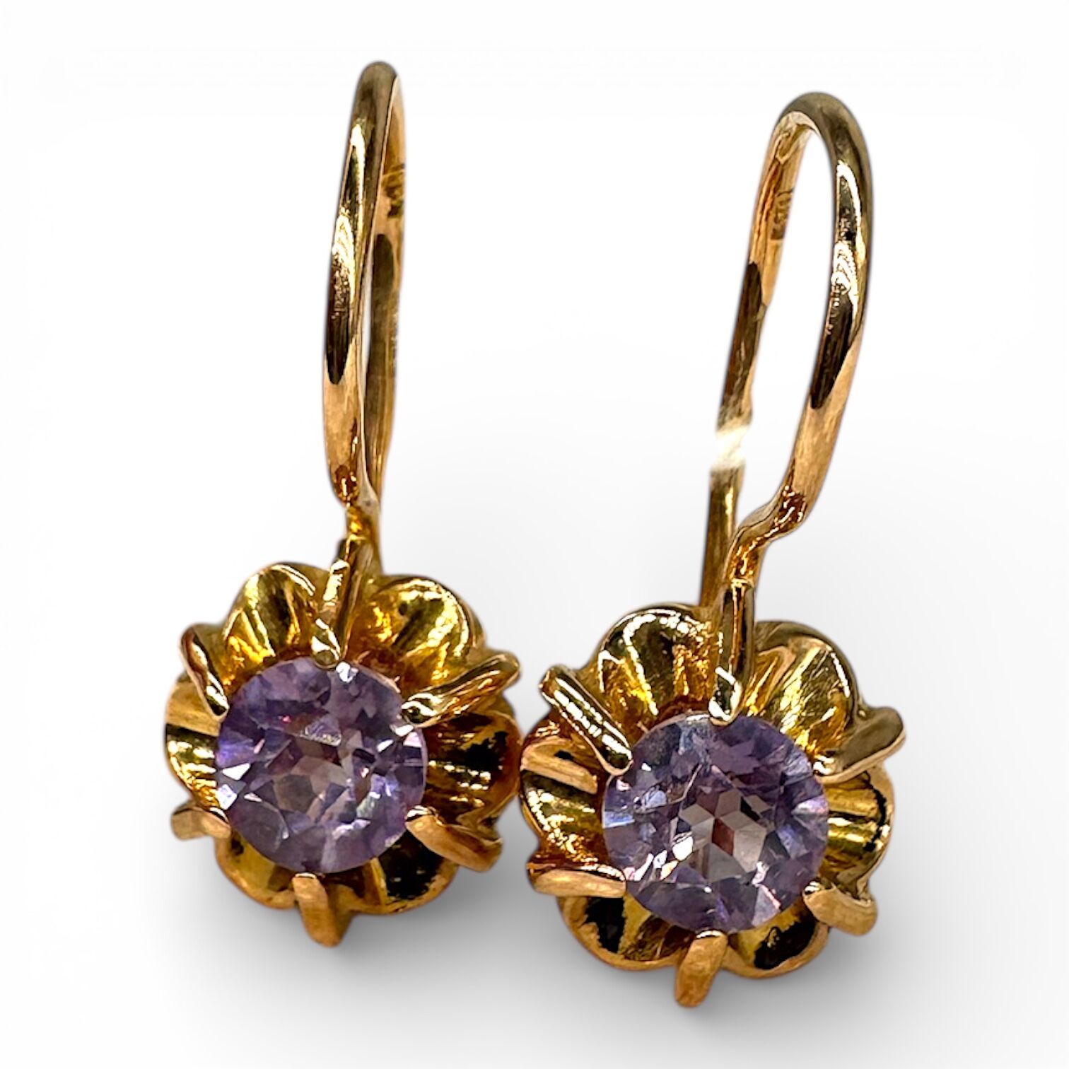 Золоті сережки з аметистом