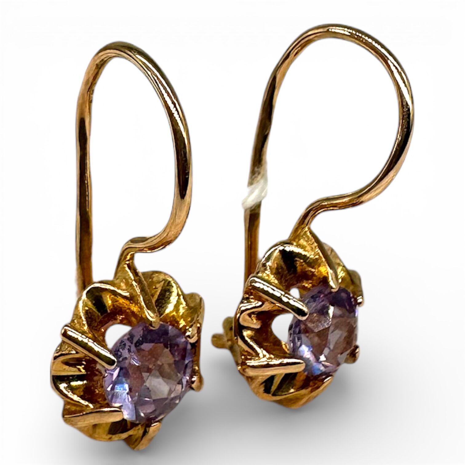 Золоті сережки з аметистом