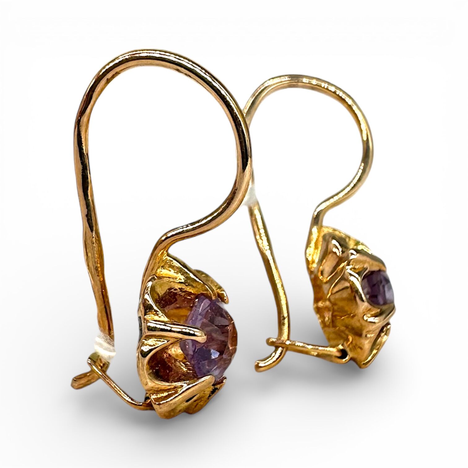 Золоті сережки з аметистом
