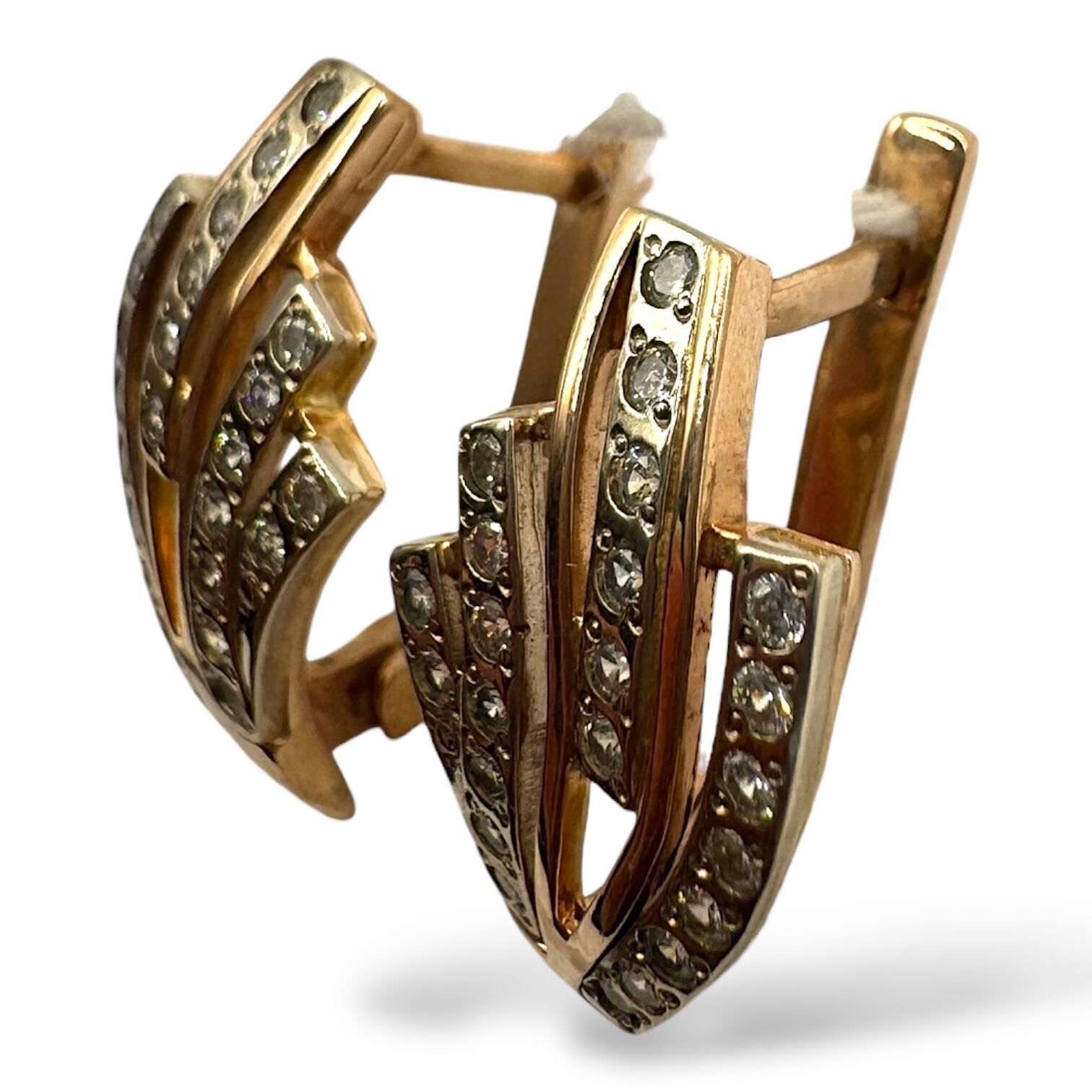 Золотые серьги с фианитами