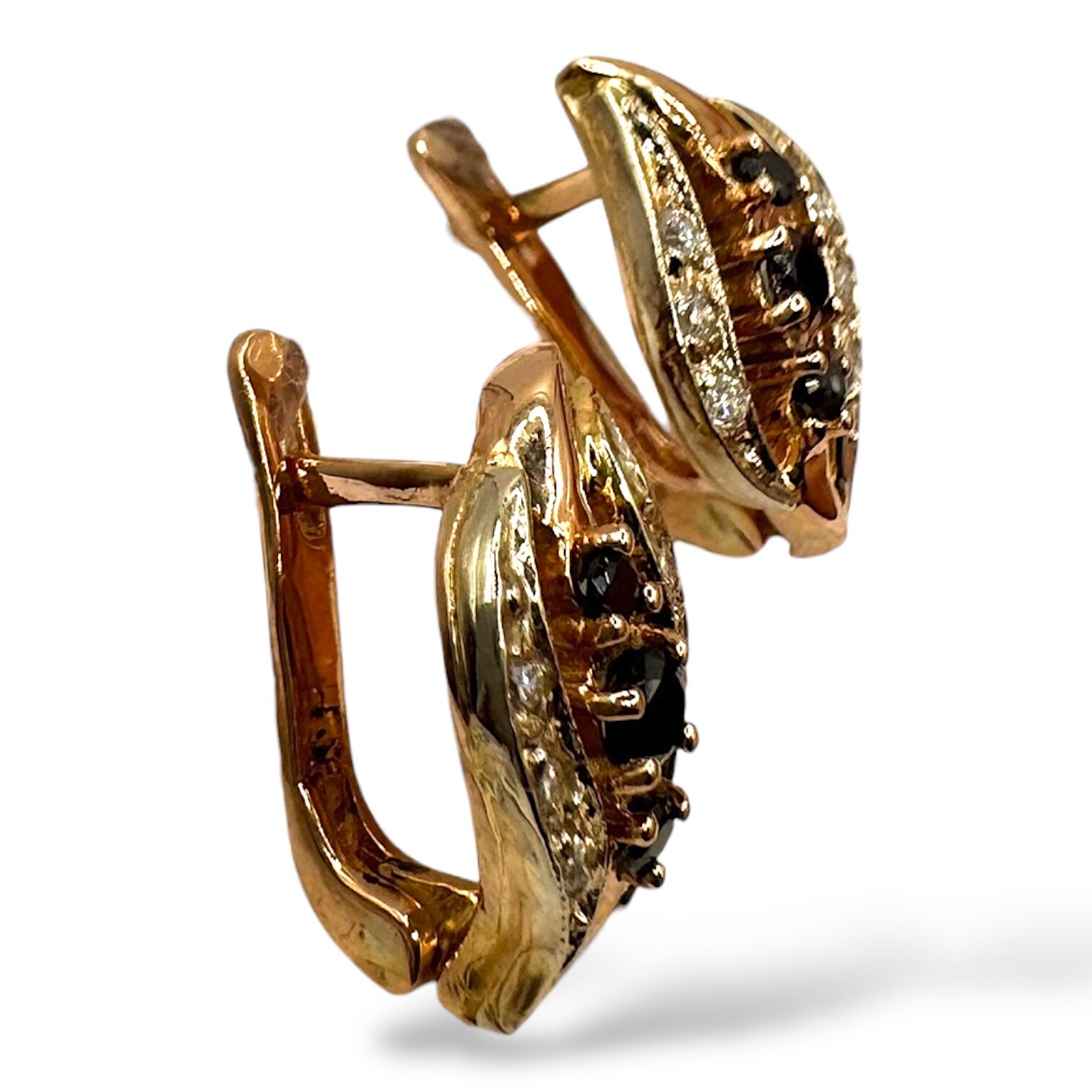 Золотые серьги с фианитами