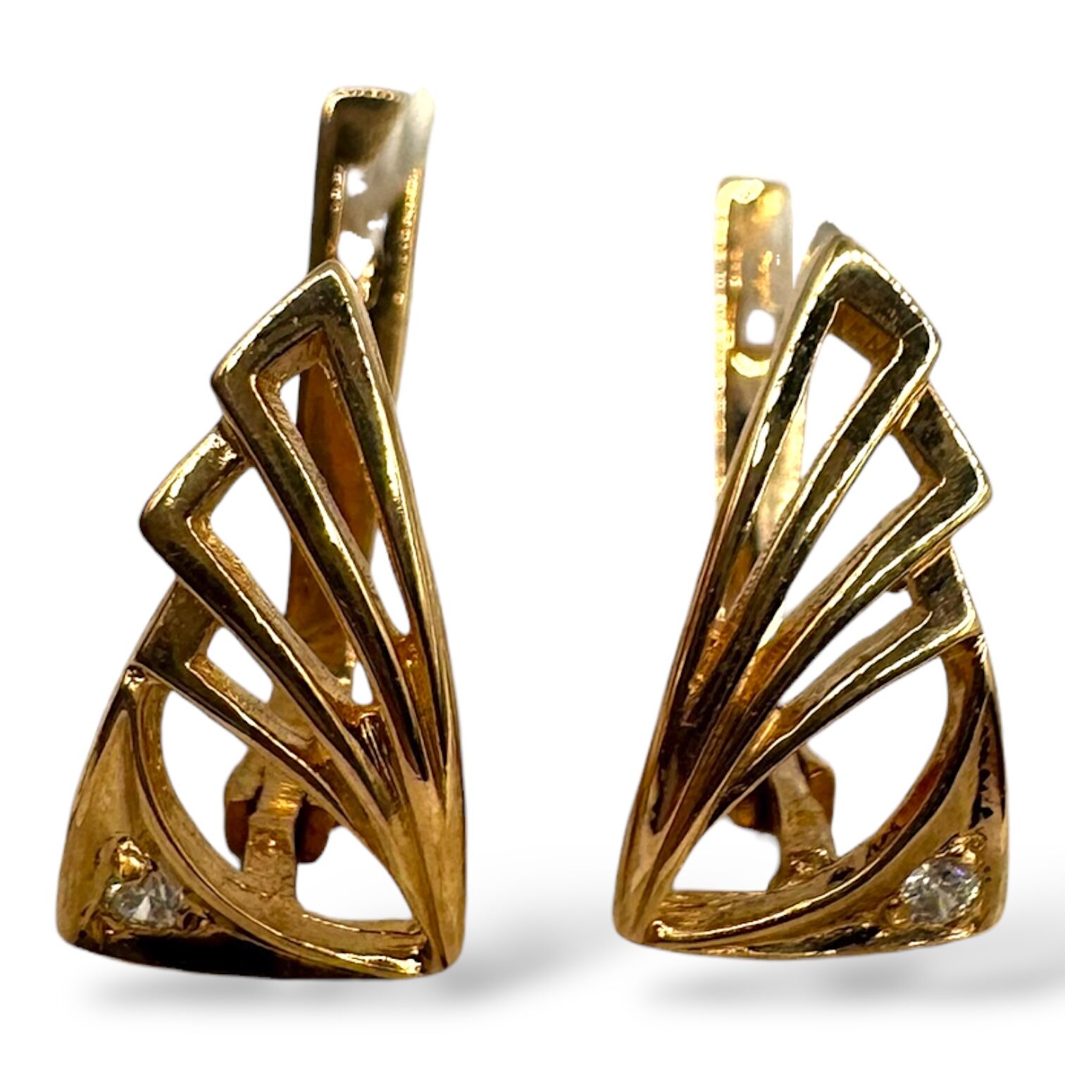 Золотые серьги с фианитами