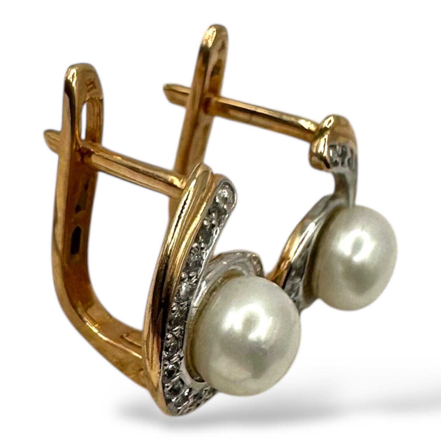 Золоті сережки з перлами