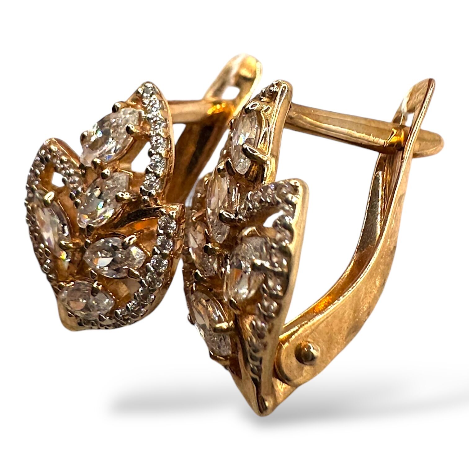 Золотоые серьги с фианитами