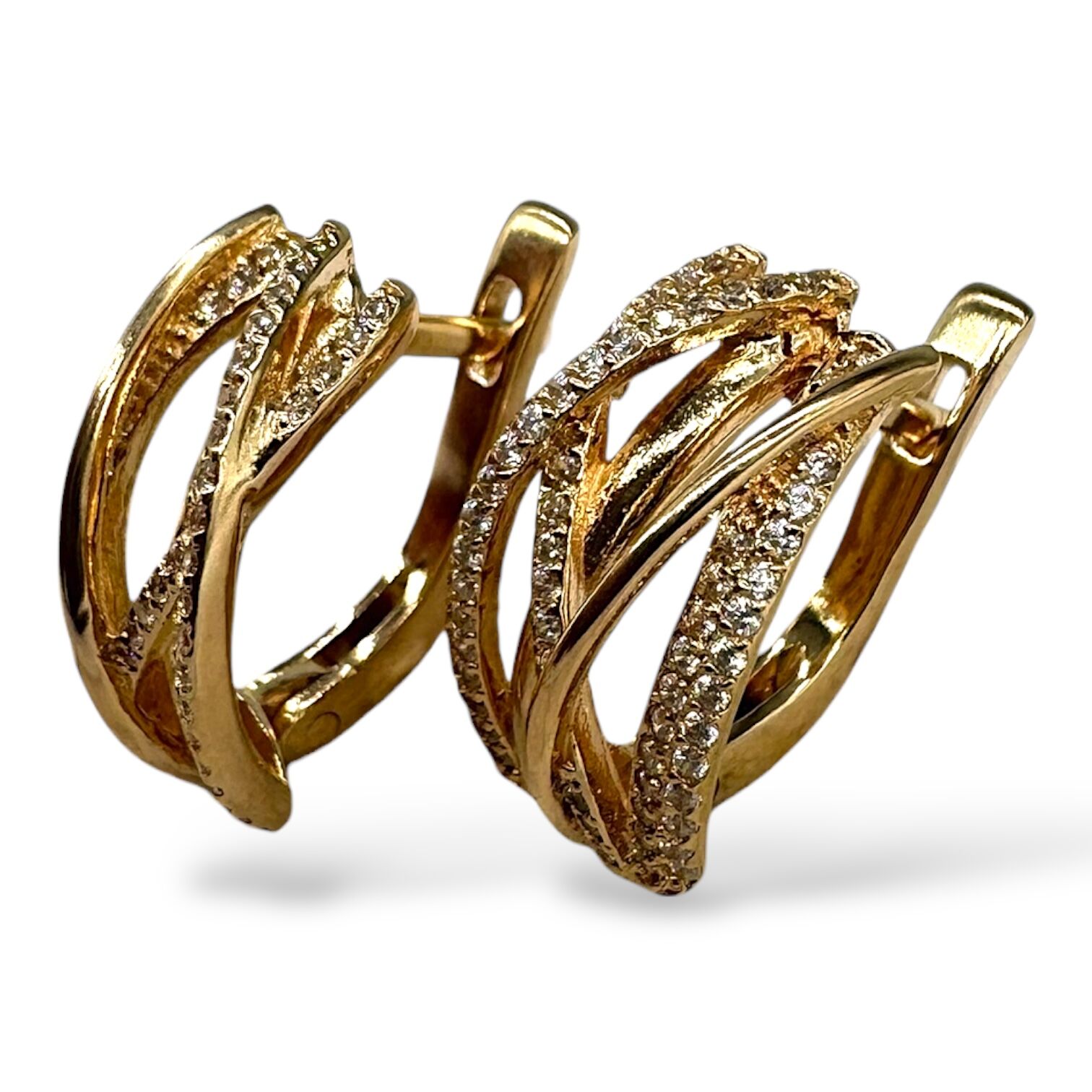 Золоті сережки з цирконами