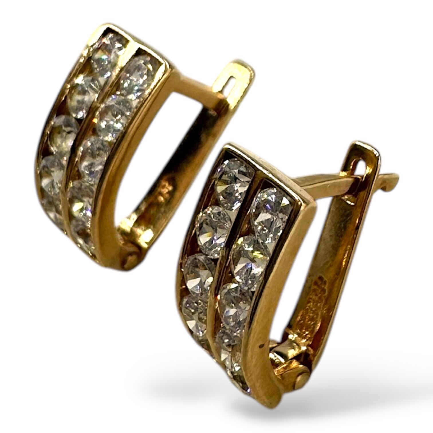 Золотые серьги с цирконами