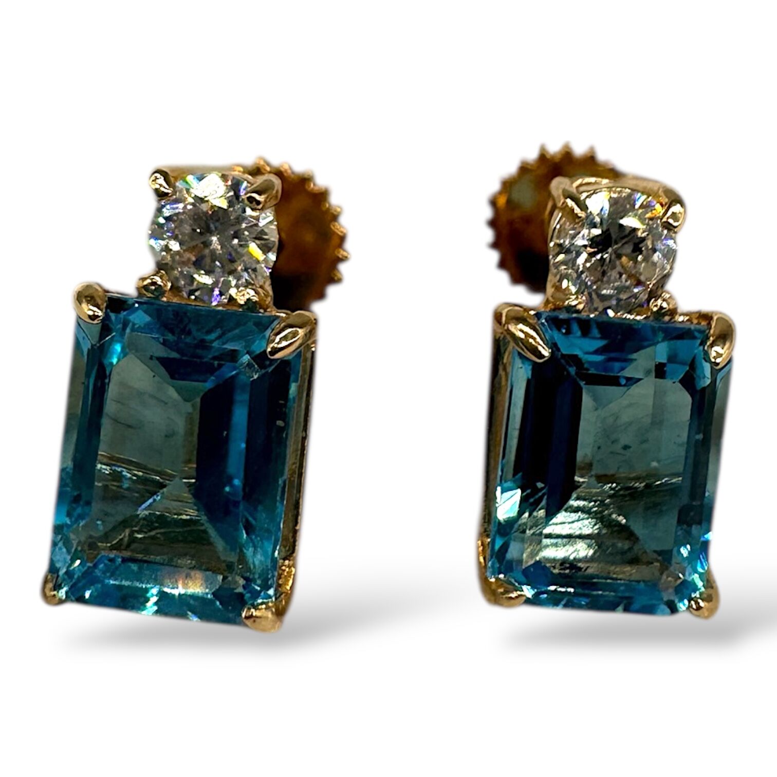 Золотые серьги с аквамарином