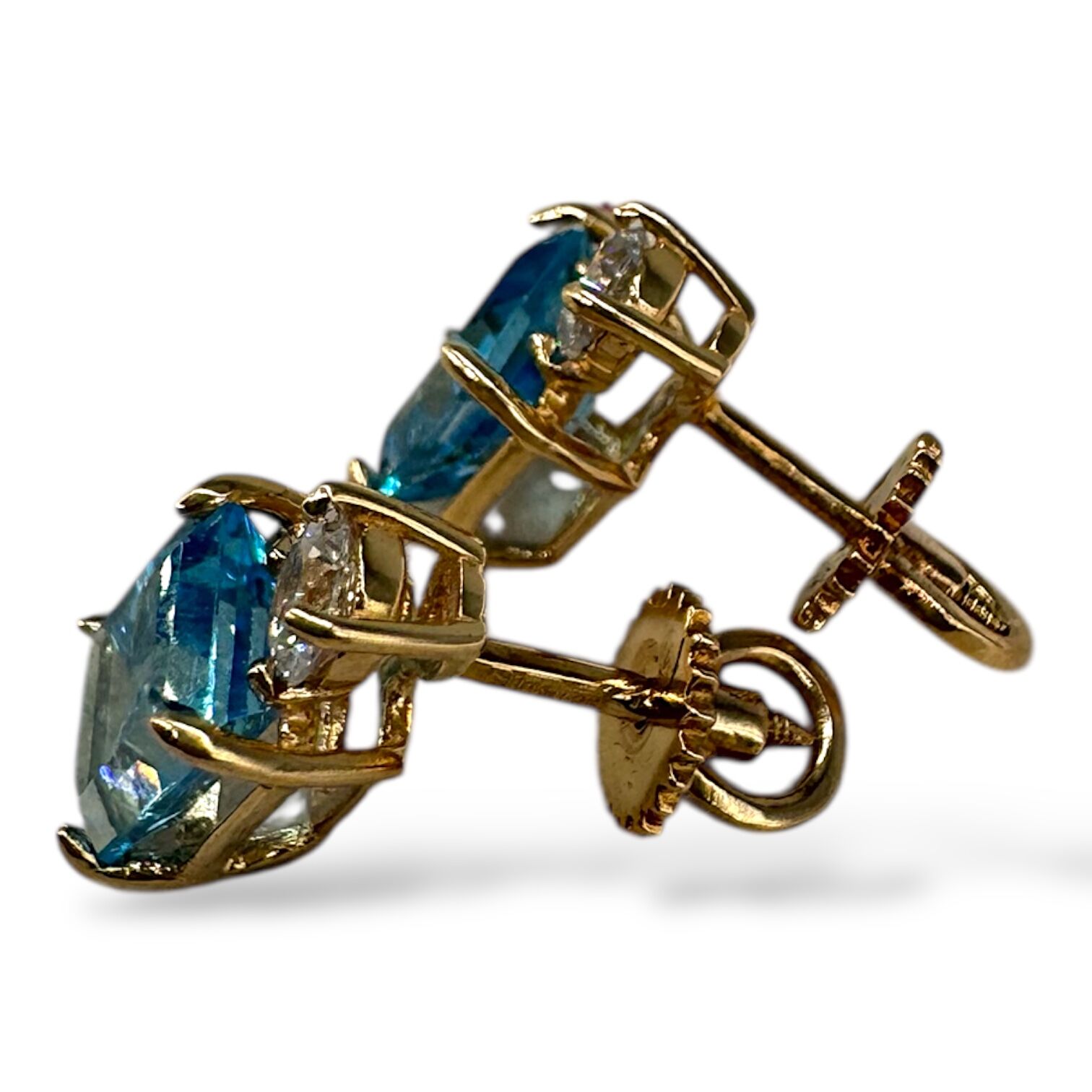 Золотые серьги с аквамарином