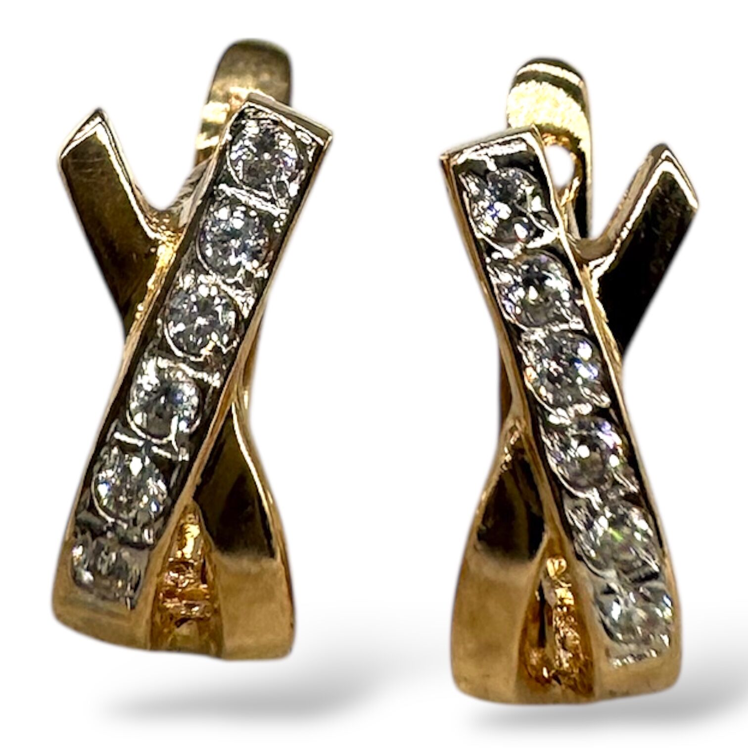 Золотые серьги с цирконами