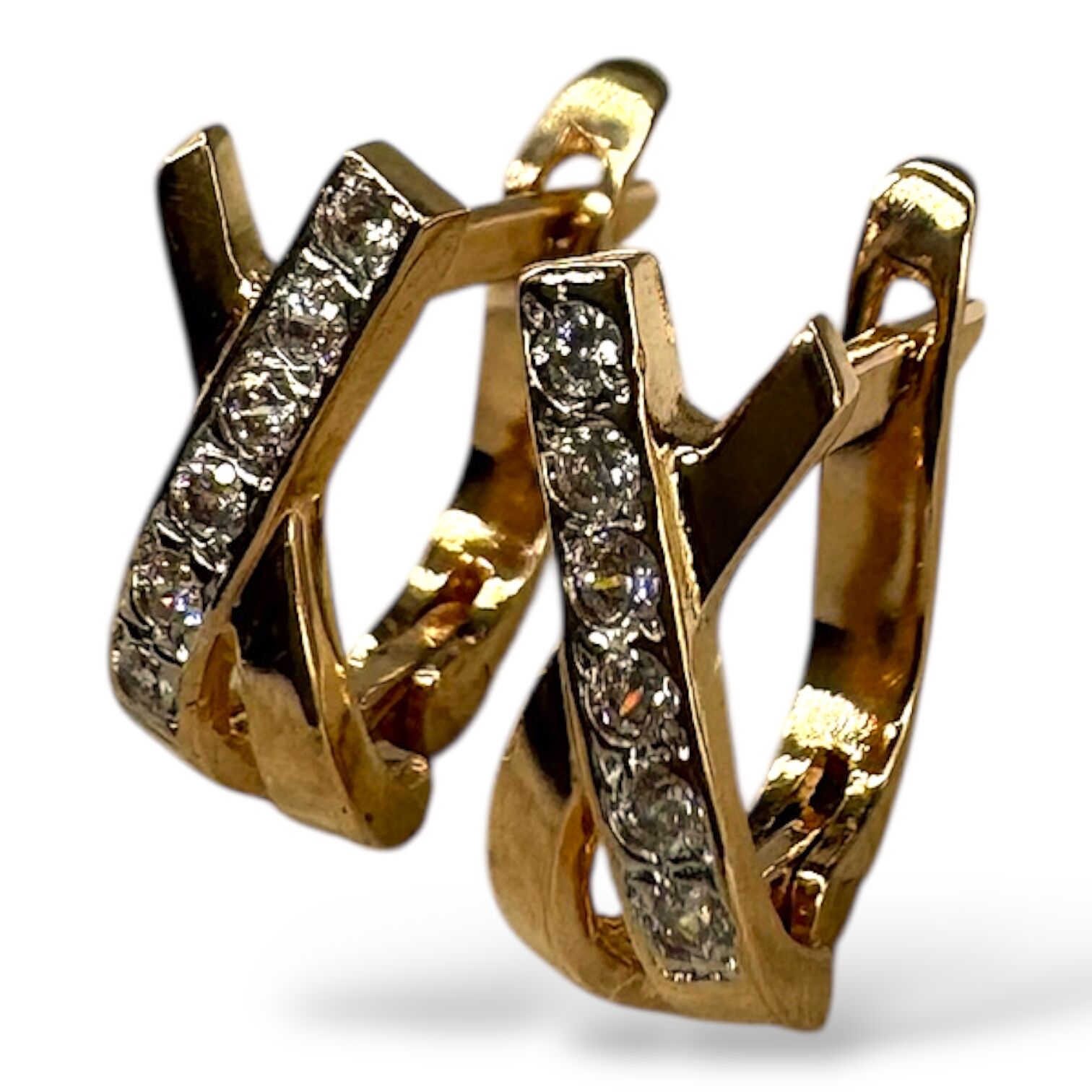 Золотые серьги с цирконами