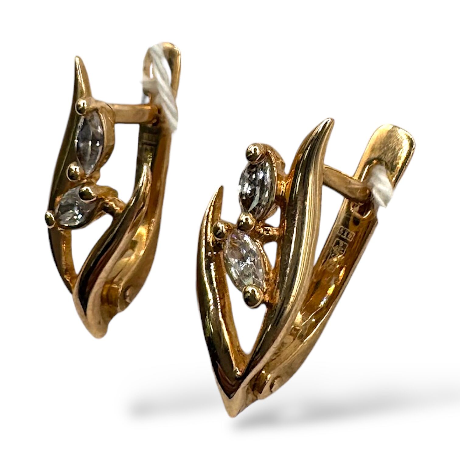 Золоті сережки з цирконами