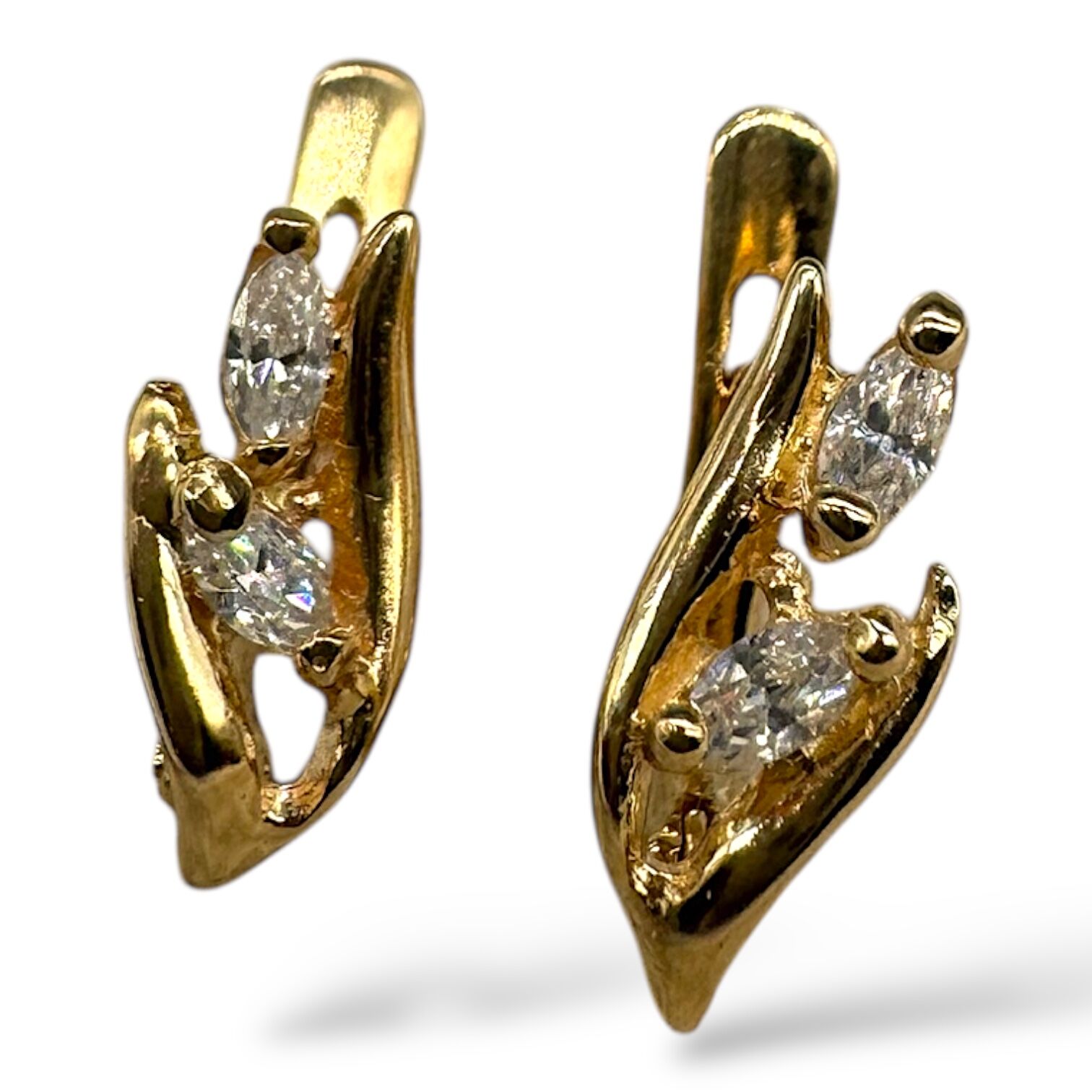 Золотые серьги с цирконами