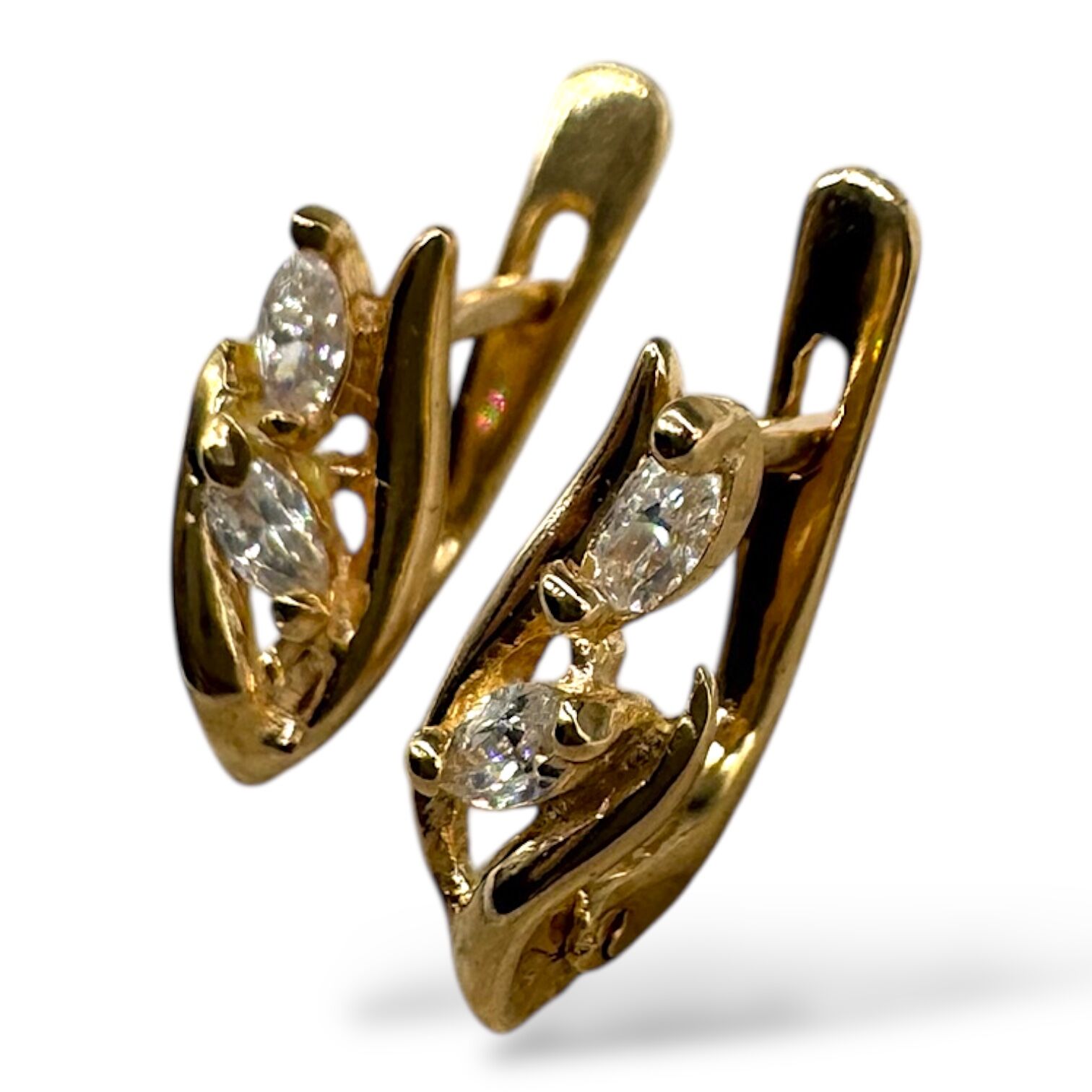 Золотые серьги с цирконами