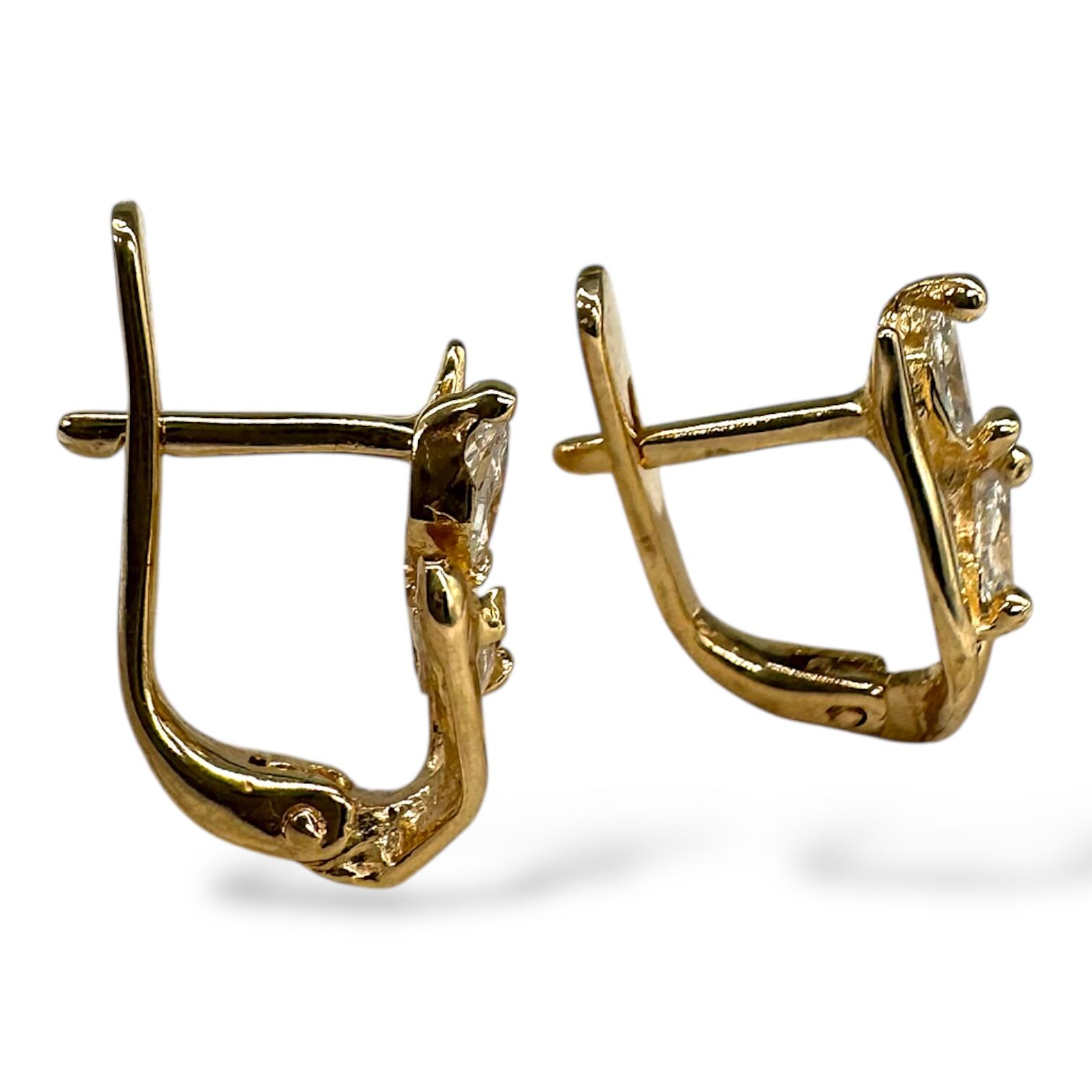 Золотые серьги с цирконами