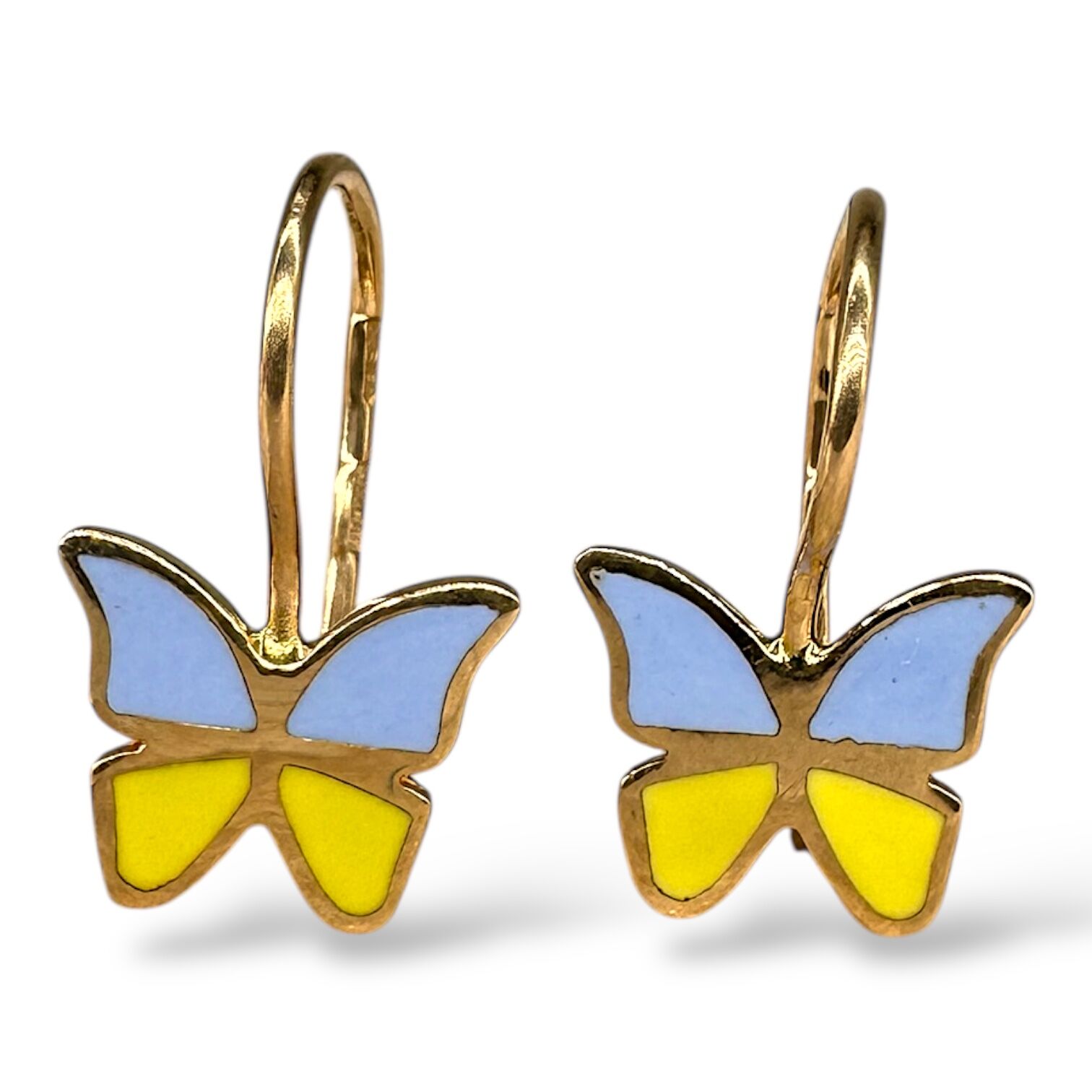 Золотые серьги с эмаллю