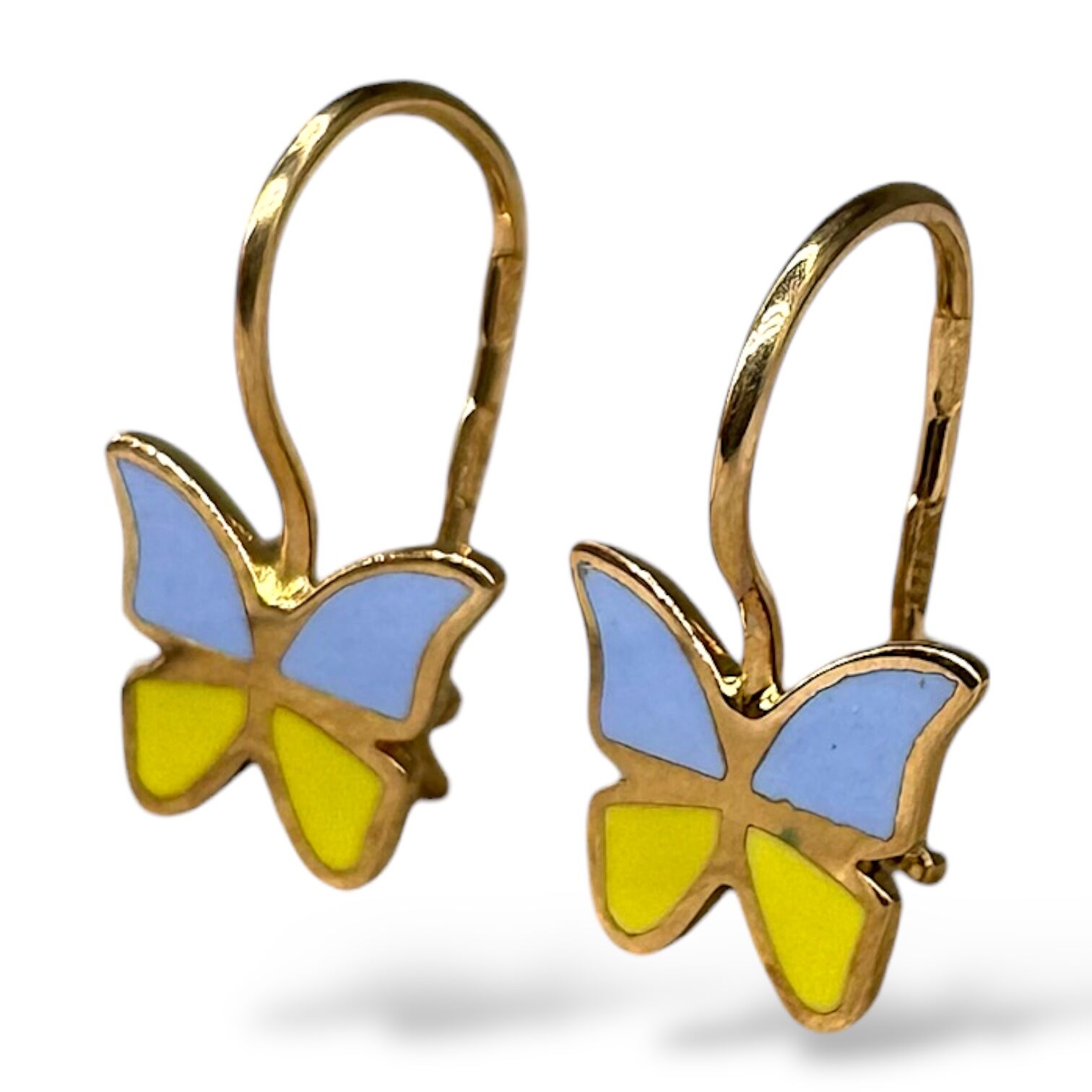 Золотые серьги с эмаллю