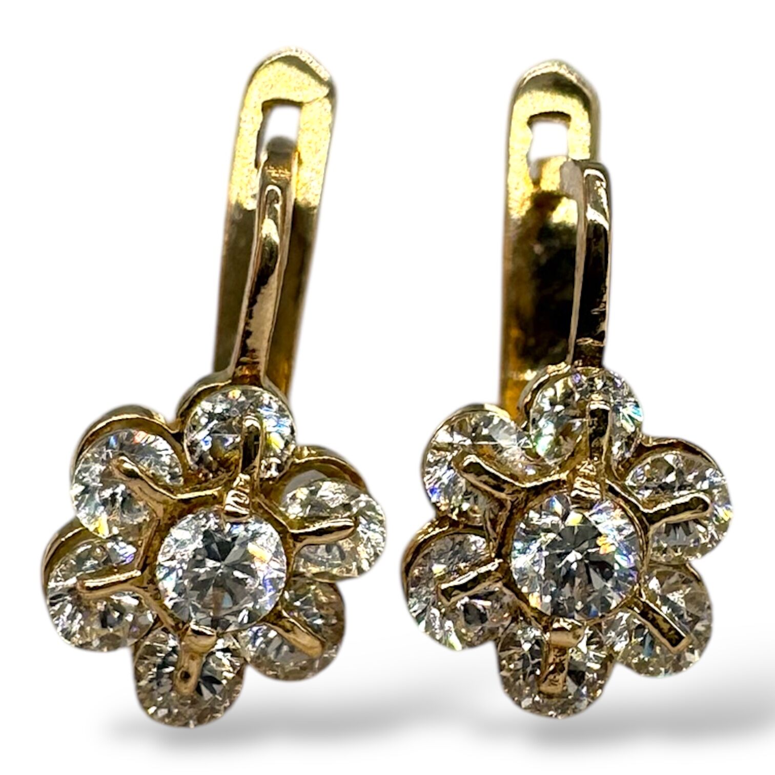 Золотые серьги с цирконами