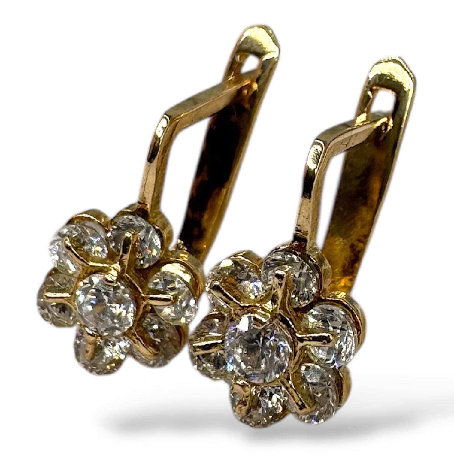 Золотые серьги с цирконами