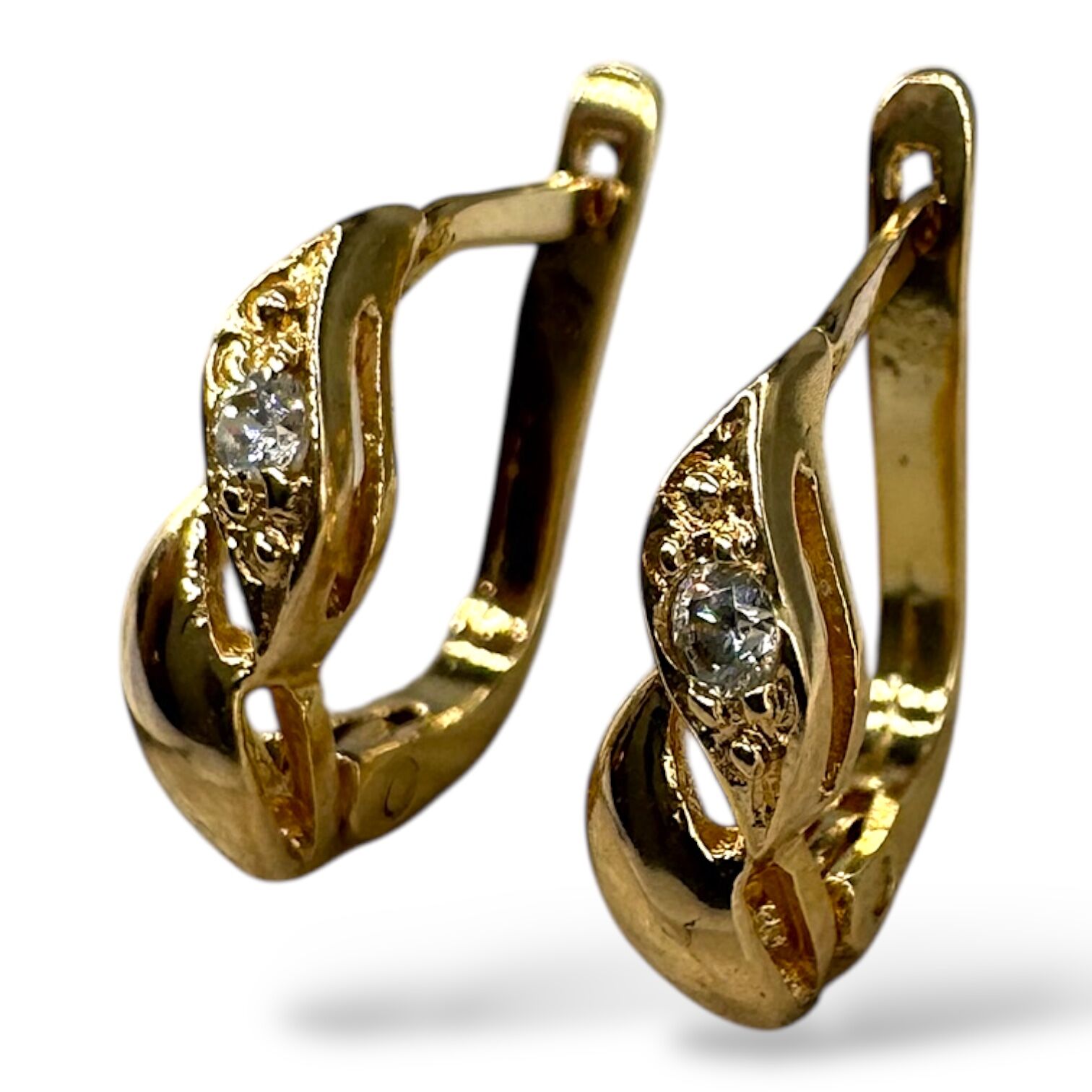 Золотые серьги с цирконами